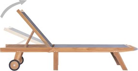 vidaXL Ξαπλώστρες Πτυσσόμενες 2 τεμ. από Μασίφ Teak/Textilene με Ρόδες