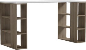 Γραφείο με ραφιέρα  Colmar pakoworld sonoma-λευκό 140x60x75εκ