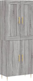 vidaXL Ντουλάπι Γκρι Sonoma 69,5 x 34 x 180 εκ. Επεξεργασμένο Ξύλο