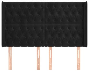 vidaXL Κεφαλάρι με Πτερύγια Μαύρο 147x16x118/128 εκ. Βελούδινο