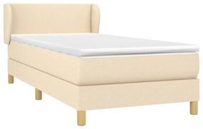 vidaXL Κρεβάτι Boxspring με Στρώμα Κρεμ 100 x 200 εκ. Υφασμάτινο