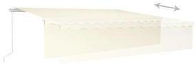 vidaXL Τέντα Συρόμενη Χειροκίνητη με Σκίαστρο & LED Κρεμ 6 x 3 μ.