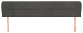 Κεφαλάρι με Πτερύγια Σκούρο Γκρι 163x23x78/88 εκ. Βελούδινο - Γκρι