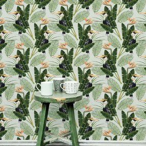 Ταπετσαρία Birds Of Paradise WP20092 Green-Orange-Black-White MindTheGap 52x300cm