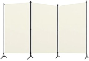 Διαχωριστικό Δωματίου με 3 Πάνελ Λευκό 260 x 180 εκ. Υφασμάτινο - Λευκό