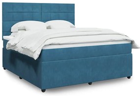 vidaXL Κρεβάτι Boxspring με Στρώμα Σκούρο Μπλε 180x200 εκ. Βελούδινο