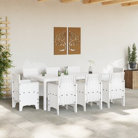 vidaXL Σετ Τραπεζαρίας Κήπου 9 Τεμαχίων με Μαξιλάρια Λευκό Συνθετικό Ρατάν