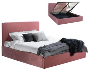 BED ALLIE  160X200 WITH STORAGE SPACE- DUSTY PINK  VELVET