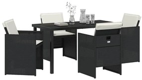 vidaXL Σέτ φαγητού για κήπο 5 pcs Μαύρο συνθετικό ρατάν
