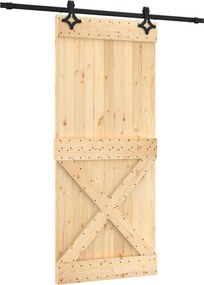 vidaXL Συρόμενη Πόρτα Φυσικό και Μαύρο 90 x 210 cm