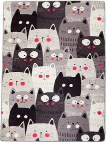 Hall Carpet (80 x 150) Cats Gray Djt Multicolor