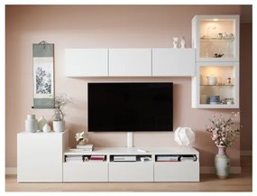 BESTÅ σύνθεση αποθήκευσης TV/γυάλινες πόρτες/συρτάρια με μαλακό κλείσιμο, 300x42x211 cm 994.068.31