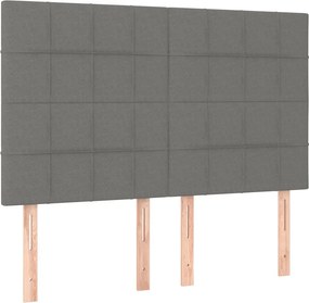 vidaXL Κρεβάτι Boxspring με Στρώμα Σκούρο Γκρι 140x200 εκ Υφασμάτινο