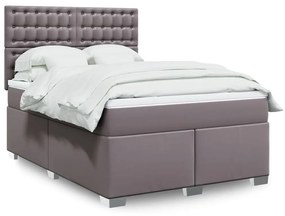 vidaXL Κρεβάτι Boxspring με Στρώμα Γκρι 140x200εκ. από Συνθετικό Δέρμα