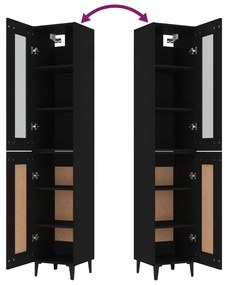 vidaXL Ντουλάπι Μαύρο 34,5 x 34 x 180 εκ. από Επεξεργασμένο Ξύλο