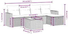 vidaXL Σετ Καναπέ Κήπου 6 τεμ. Μικτό Μπεζ Συνθετικό Ρατάν με Μαξιλάρια