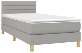 Κρεβάτι Boxspring με Στρώμα &amp; LED Αν.Γκρι 100x200 εκ Υφασμάτινο - Γκρι