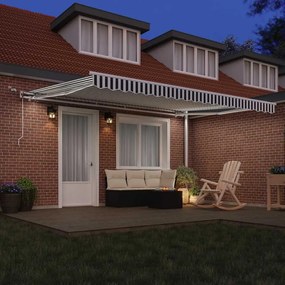 vidaXL Τέντα Πτυσσόμενη Αυτόματη με LED Ανθρακί / Λευκή 450x300 εκ.