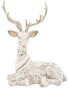 Χριστουγεννιάτικη Διακοσμητική Φιγούρα Ελάφι 240034 41x23x49cm White-Gold