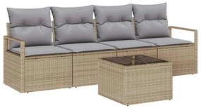 vidaXL Σετ Καναπέ Κήπου με μαξιλάρι 5 pcs Μπεζ, Γκρι 55 x 55 x 37 εκ