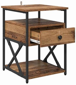 vidaXL Κομοδίνο Παλιό ξύλο 40 x 42 x 55 εκ Επεξεργασμένο ξύλο