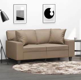 vidaXL Καναπές Διθέσιος Καπουτσίνο 120εκ. Συνθετικό Δέρμα με Μαξιλάρια