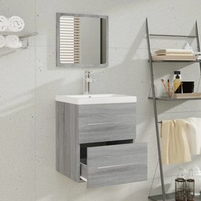 vidaXL Ντουλάπι Μπάνιου με Νιπτήρα Γκρι Sonoma από Επεξεργασμένο Ξύλο
