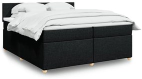 Κρεβάτι Boxspring με Στρώμα Μαύρο 200x200 εκ. Υφασμάτινο - Μαύρο