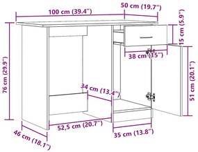 ΓΡΑΦΕΙΟ ΑΡΤΙΣΙΑΝΗ ΔΡΥΣ 100X50X76 ΕΚ. ΑΠΟ ΕΠΕΞΕΡΓΑΣΜΕΝΟ ΞΥΛΟ 855955