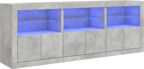 vidaXL Ντουλάπι με LED Γκρι Σκυροδέματος 181,5x37x67 εκ.