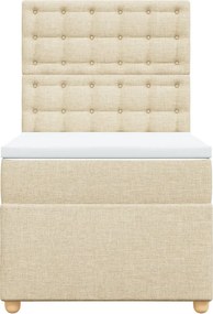 vidaXL Κρεβάτι Boxspring με Στρώμα Κρεμ 90x190 εκ.Υφασμάτινο