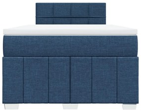 Κρεβάτι Boxspring με Στρώμα Μπλε 120x190 εκ. Υφασμάτινο - Μπλε