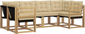 vidaXL Σειρά Καναπέ Εξωτερικού με μαξιλάρι 6 pcs Λευκό και Μπεζ