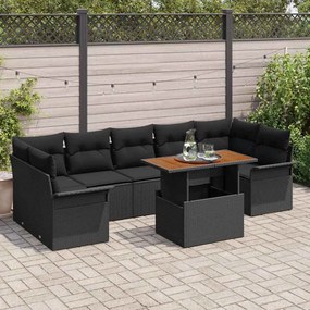 vidaXL Σετ Καναπέ Κήπου με μαξιλάρι 8 pcs Μαύρο