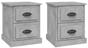 vidaXL Κομοδίνα 2 τεμ. Γκρι Σκυροδέματος 39x39x47,5 εκ. Επεξεργ. Ξύλο