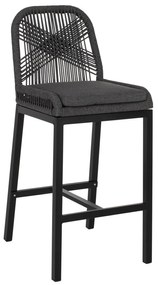 BAR STOOL ALUMINUM BLACK AND ROPE GREY  46x55x103Hcm.