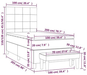 Κρεβάτι Boxspring με Στρώμα Μαύρο 100x200 εκ. Βελούδινο - Μαύρο