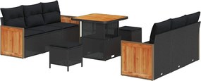 vidaXL Σετ Καναπέ Κήπου με μαξιλάρι 9 pcs Μαύρο