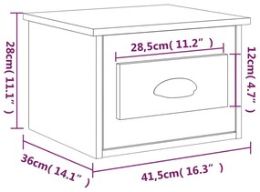 Κομοδίνο Επιτοίχιο Μαύρο 41,5 x 36 x 28 εκ. - Μαύρο