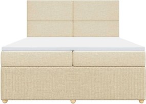 vidaXL Κρεβάτι Boxspring με Στρώμα Κρεμ 200x200 εκ. Υφασμάτινο