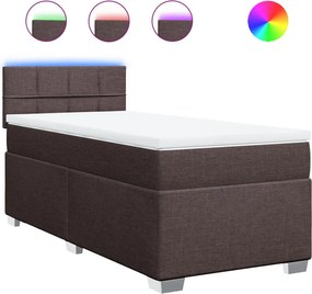 vidaXL Κρεβάτι Boxspring με Στρώμα Σκούρο Καφέ 90x200 εκ. Υφασμάτινο