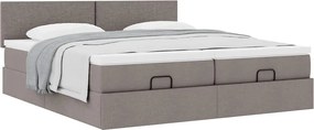 vidaXL Οθωμανικό κρεβάτι με στρώματα Taupe 200x200cm ύφασμα