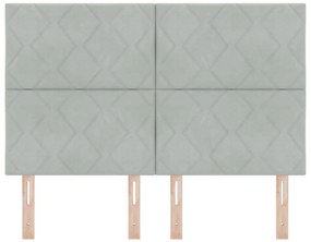 vidaXL LED Κεφαλάρι με φώτα λωρίδας LED Ανοιχτό γκρι 144 cm Βελούδο