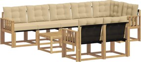 vidaXL Σειρά Καναπέ Εξωτερικού με μαξιλάρι 9 pcs Λευκό και Μπεζ