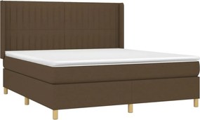 vidaXL Κρεβάτι Boxspring με Στρώμα Σκούρο Καφέ 180x200 εκ Υφασμάτινο
