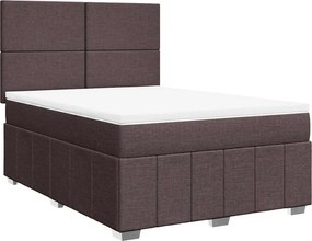 vidaXL Κρεβάτι Boxspring με Στρώμα Σκούρο Καφέ 160x200 εκ Υφασμάτινο