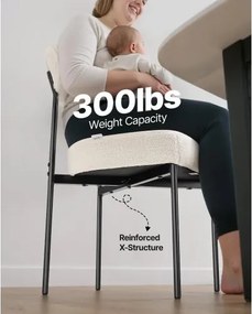 VEVOR Set of 4 Boucle Dining Chairs Modern Kitchen Side Chair Curved Backrest