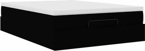 vidaXL Οθωμανικό κρεβάτι με στρώμα Μαύρο 140x190cm Ύφασμα