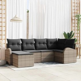vidaXL Σετ Καναπέ Κήπου με μαξιλάρι 6 pcs Γκρι Πολυ ράταν