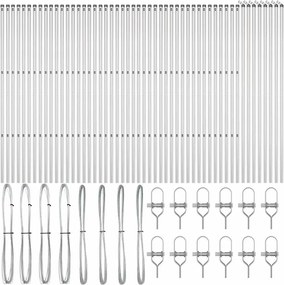 vidaXL Ενσωματωμένος Πόλος Φράχτη 52 pcs Ασημί